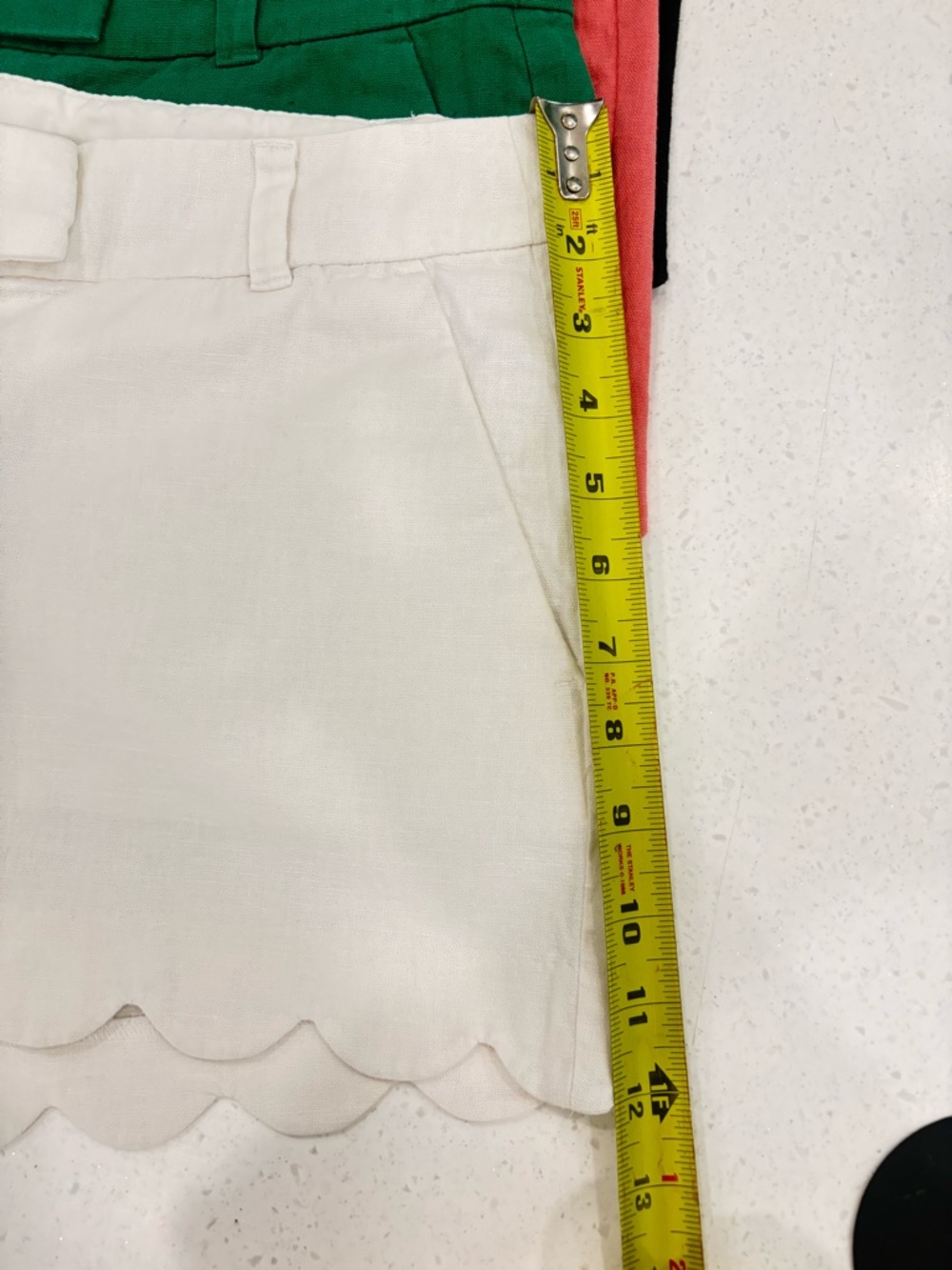 Set of 4 J. Crew Linen Scallop Hem Shorts Coral, Green, Black, White Size 10 - Picture 13 of 15
